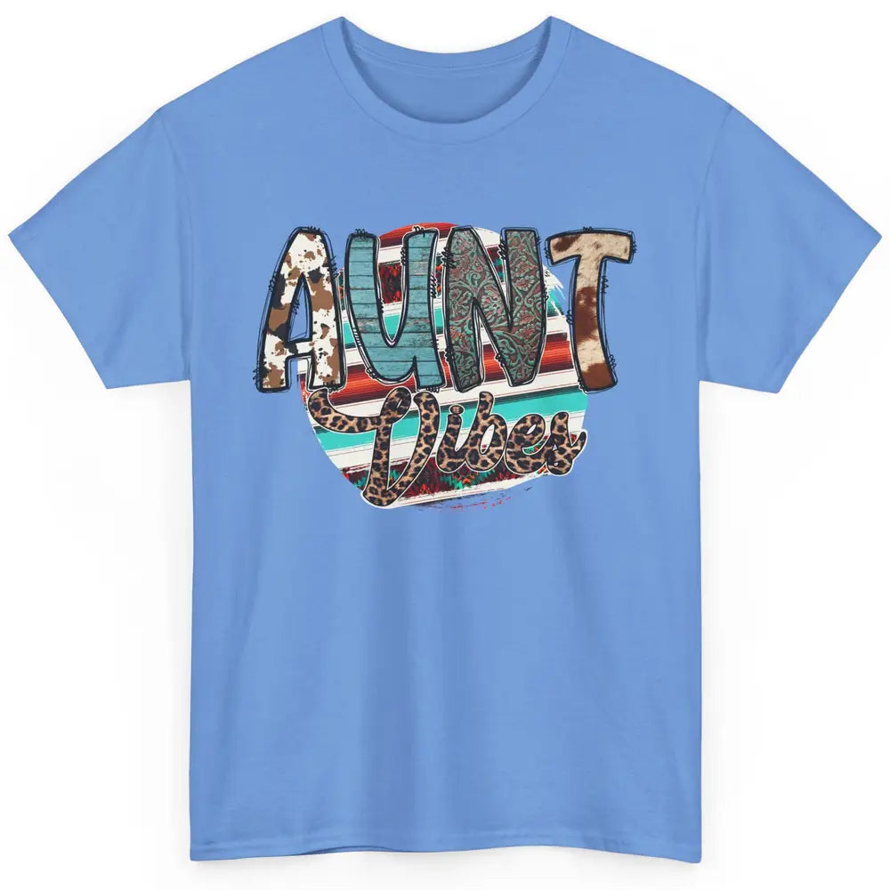 Aunt Vibes Cowhide Leopard Turquoise Western Country Auntie Classic Unisex T-Shirt