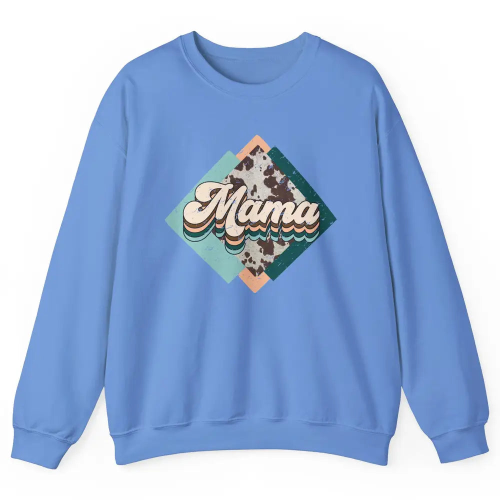 Western Country Boho Mama Cowhide Turquoise Western Mama Unisex Crewneck Sweatshirt