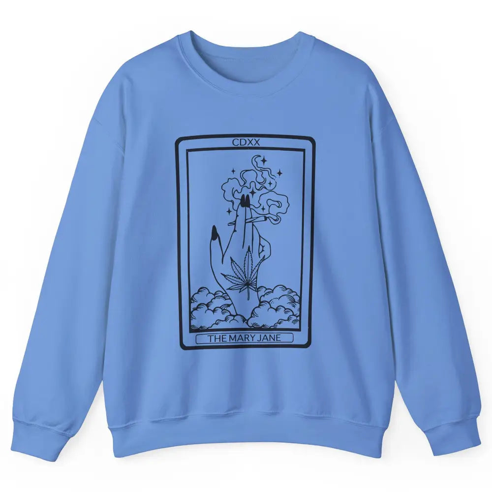 Vintage Weed Mary Jane Tarot Card Weed Smoker Smoking Lady Unisex Crewneck Sweatshirt