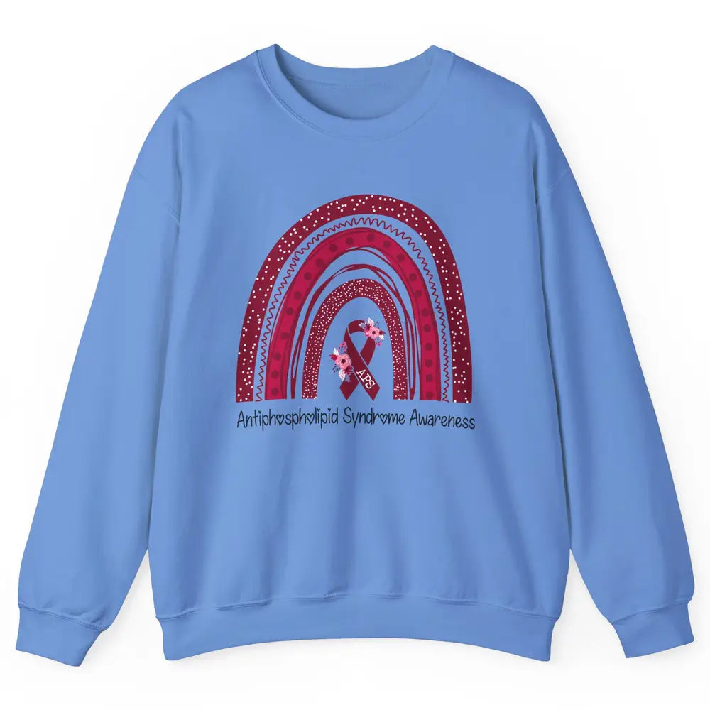 Antiphospholipid Syndrome Awareness APS Burgundy Rainbow Unisex Crewneck Sweatshirt