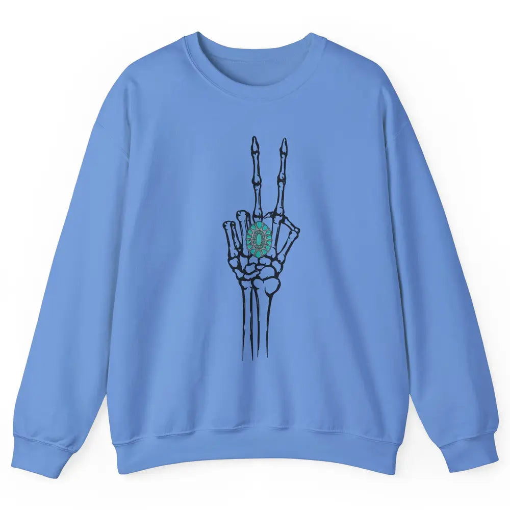 Retro Skeleton Turquoise Ring Western Future Bride Engaged Unisex Crewneck Sweatshirt