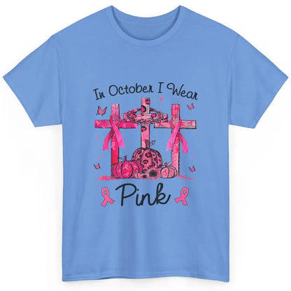 Cross Pumpkin Christian Pink Ribbon Breast Cancer Awareness Classic Unisex T-Shirt