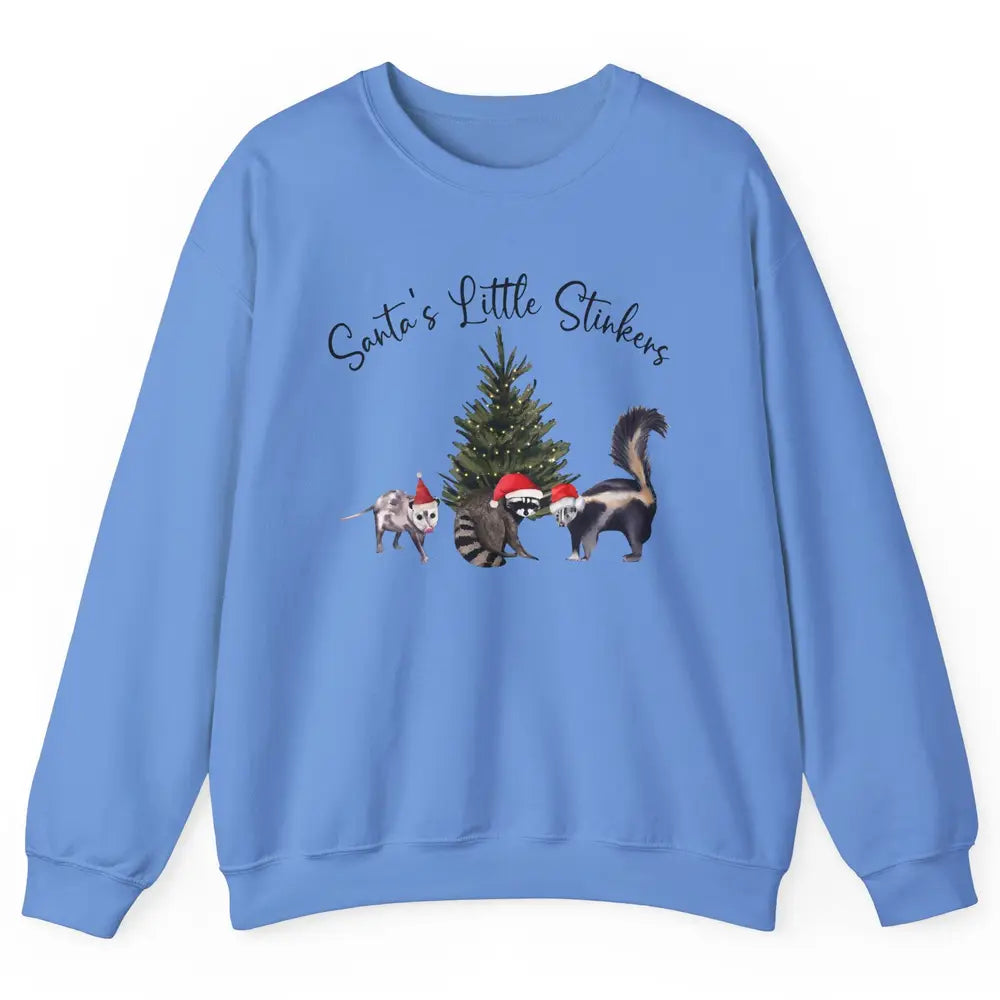 Funny Santa's Little Stinkers Christmas Raccoon Opossum Unisex Crewneck Sweatshirt