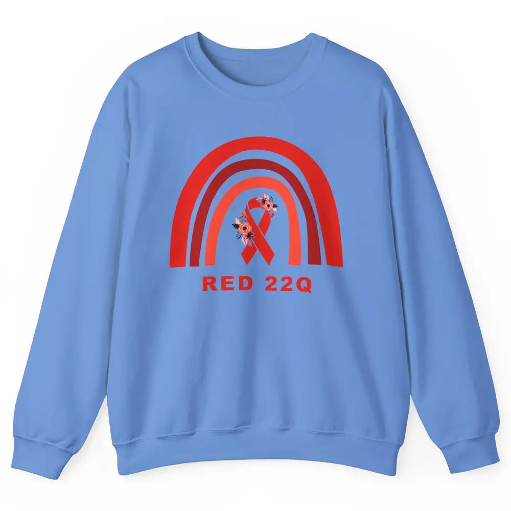 22Q Deletion/DiGeorge Syndrome Awareness Floral Red Rainbow Unisex Crewneck Sweatshirt