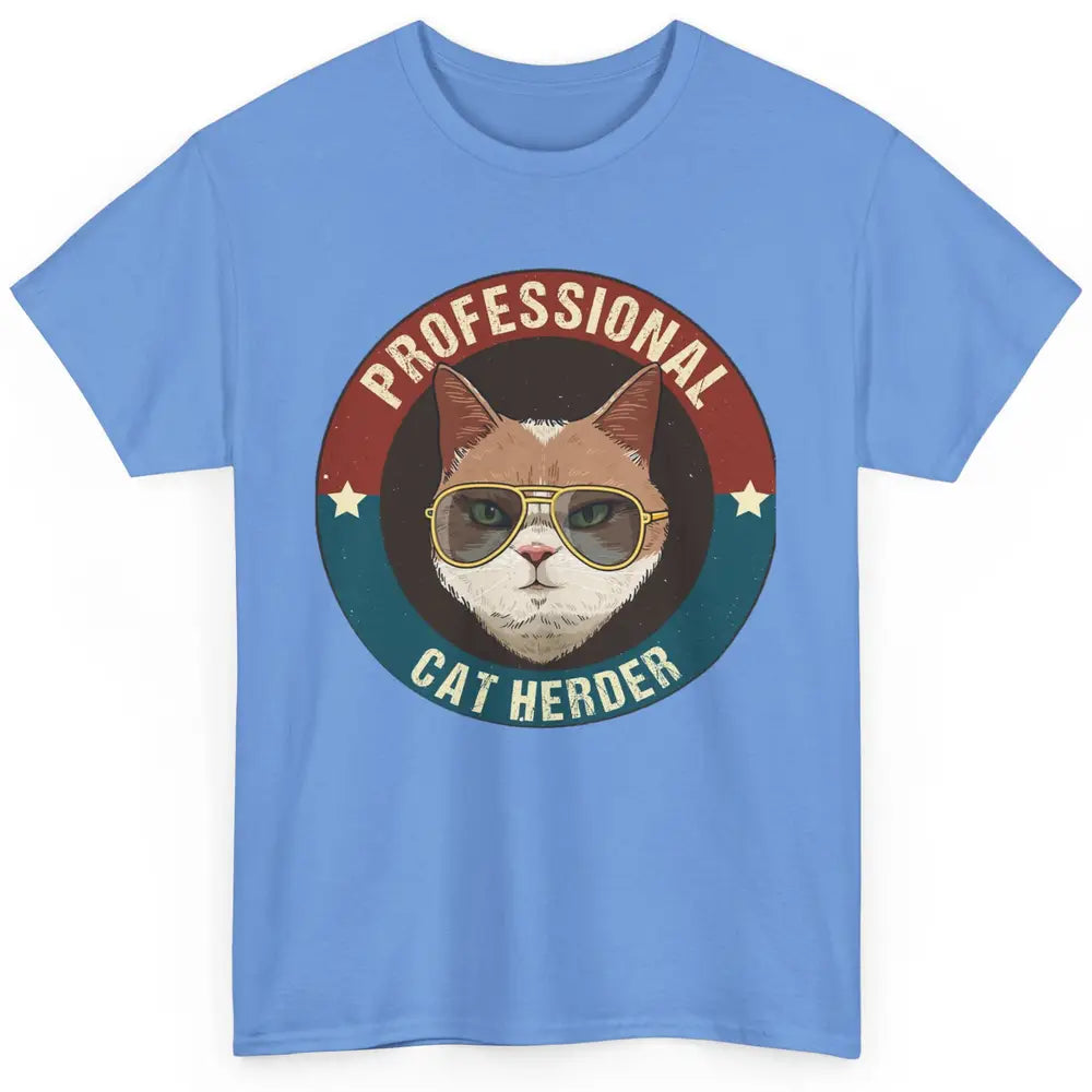 Vintage Cat Glasses Professional Cat Herder Cat Mom Cat Dad Classic Unisex T-Shirt