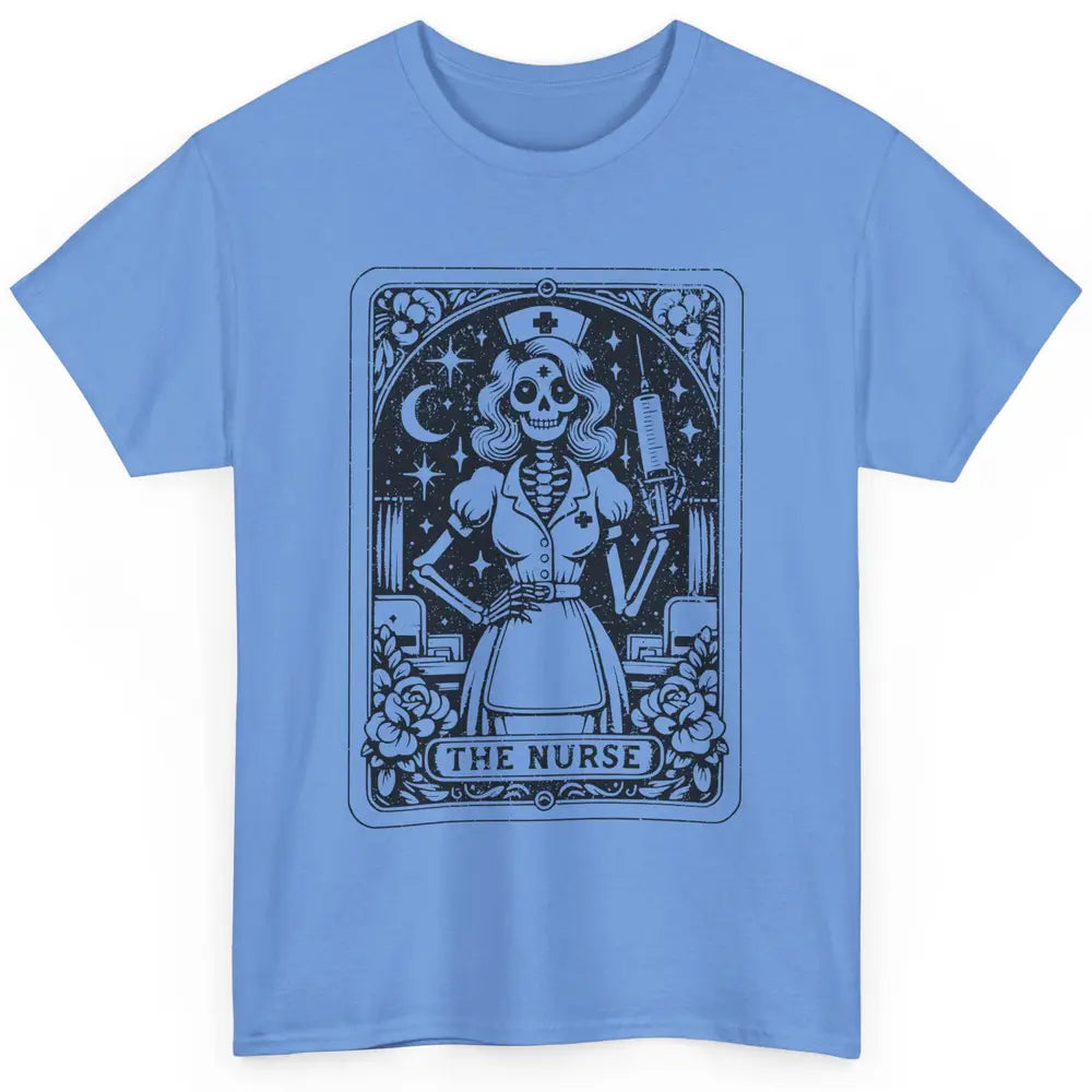 Retro Skeleton The Nurse Tarot Card Halloween Nursing Life Classic Unisex T-Shirt