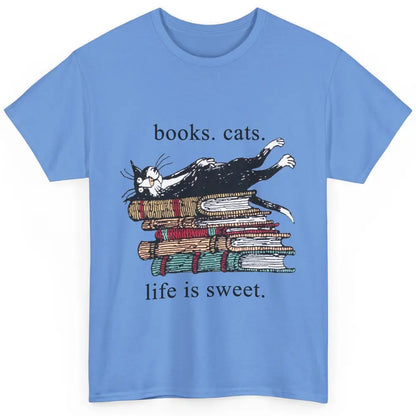 Books Cats Life Is Sweet Cat Book Lovers Reading Book Classic Unisex T-Shirt