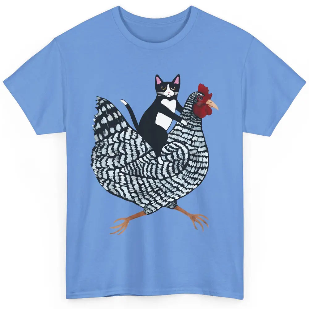 Tuxedo Cat On A Chicken Funny Cat Kitty Chicken Lovers Gift Classic Unisex T-Shirt