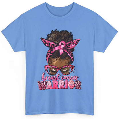 Afro Black Woman Breast Cancer Awareness Messy Bun Leopard Classic Unisex T-Shirt