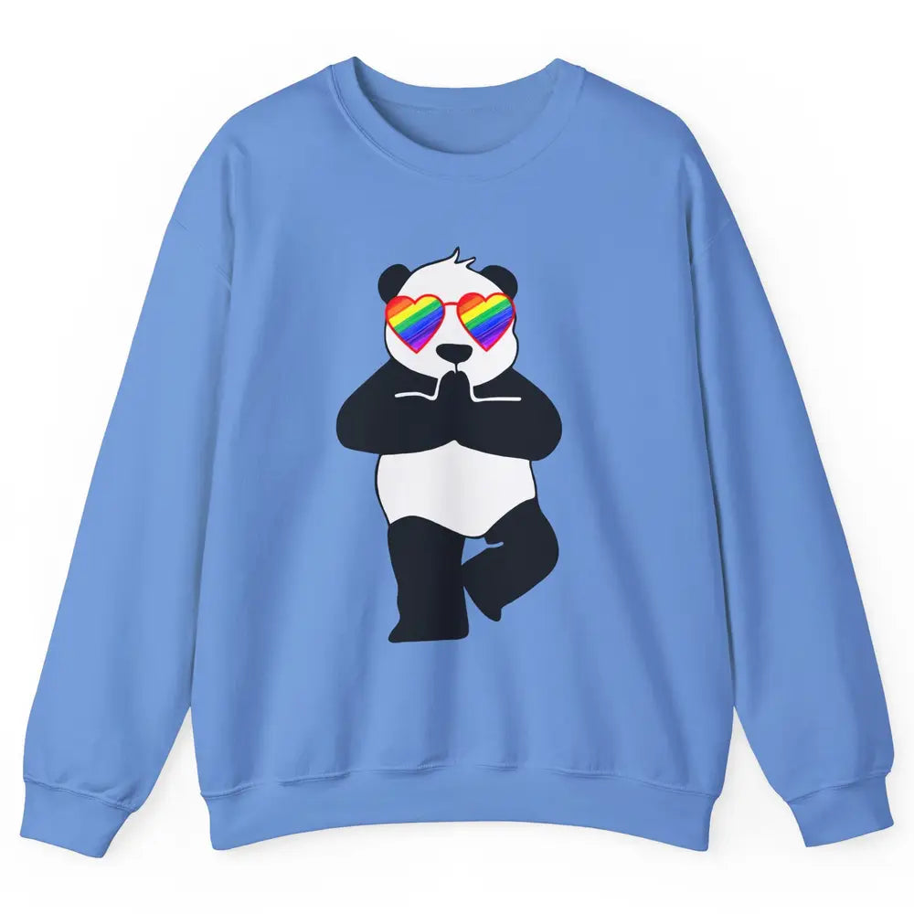 Yoga Panda LGBT Gay Pride Month Rainbow Sunglasses Love Unisex Crewneck Sweatshirt