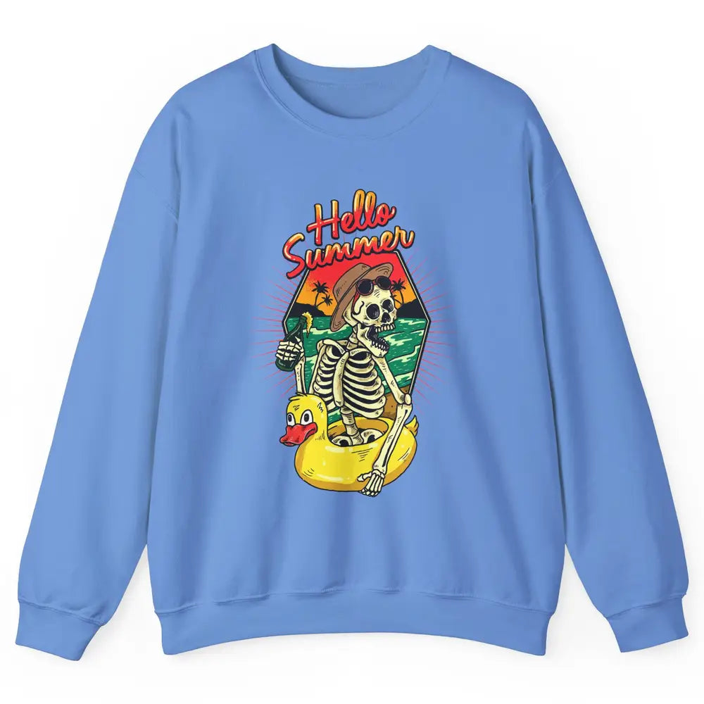 Summer Vibes Skeleton Funny Skeleton On Beach Sunset Unisex Crewneck Sweatshirt