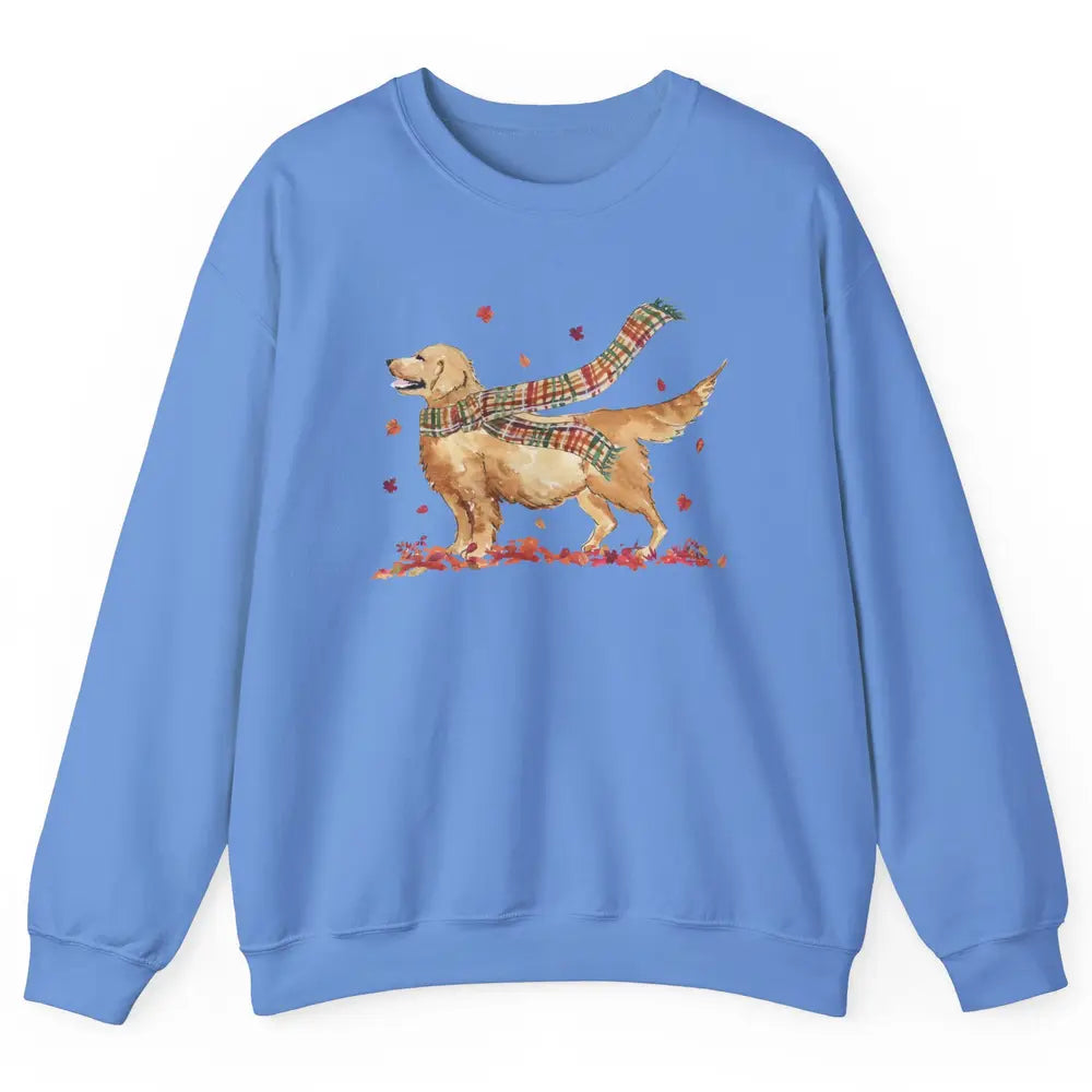 Funny Golden Retriever Autumn Falling Leaves Halloween Fall Unisex Crewneck Sweatshirt