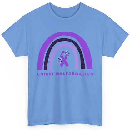 Chiari Malformation Awareness Floral Purple Ribbon Rainbow Classic Unisex T-Shirt