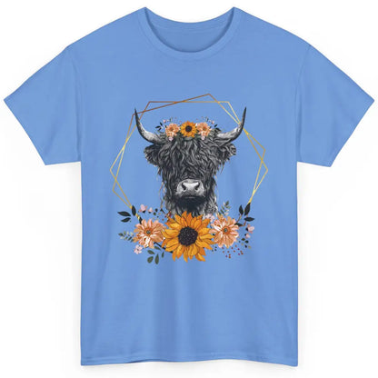 Floral Highland Cow Western Farm Animals Highland Cow Cattle Classic Unisex T-Shirt