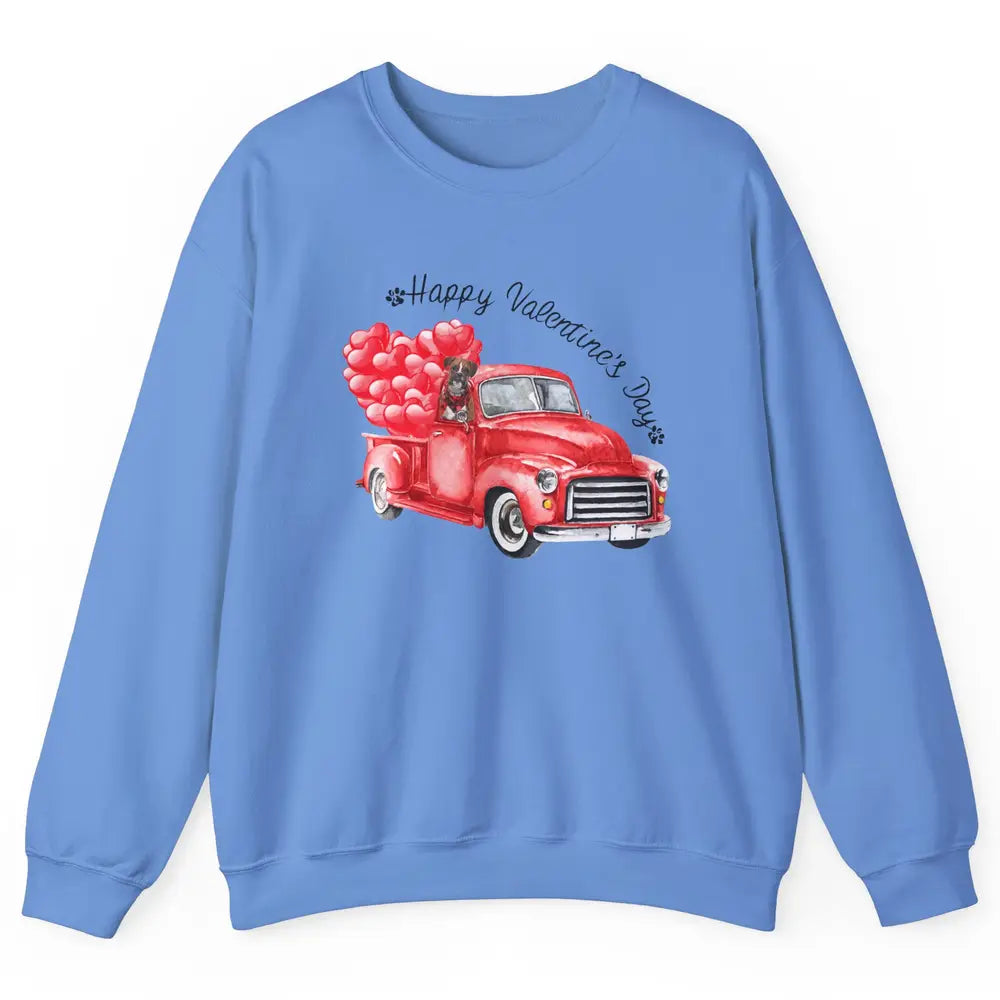 Boxer On Heart Truck Happy Valentines Day Boxer Dog Lovers Unisex Crewneck Sweatshirt