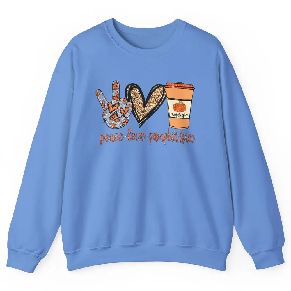 Peace Love Fall Pumpkin Spice Fall Halloween Thanksgiving Unisex Crewneck Sweatshirt