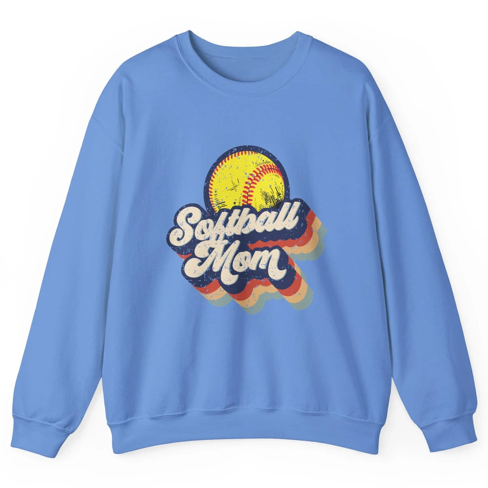 Retro Softball Mom Catcher Pitcher Mothers Softball Player Unisex Crewneck Sweatshirt