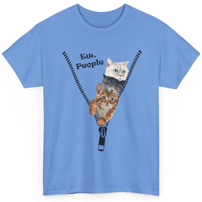 Funny Cat Ew People Zipper Three Cats Anti Social Introvert Classic Unisex T-Shirt