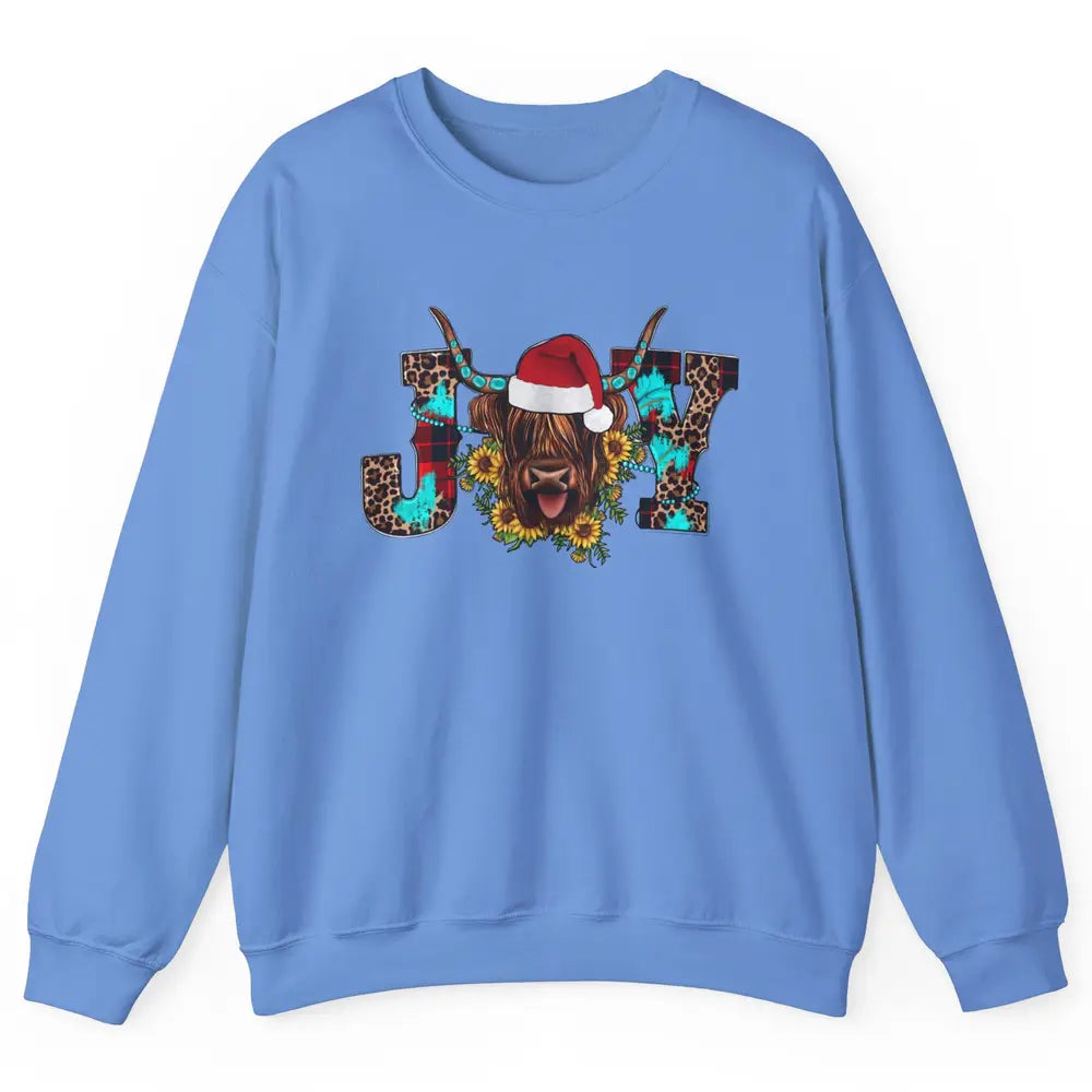 Highland Cow Christmas Joy Heifer Western Country Cowboy Unisex Crewneck Sweatshirt