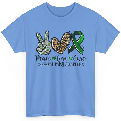 Cerebral Palsy Awareness Heart Green Ribbon Peace Love Cure Classic Unisex T-Shirt