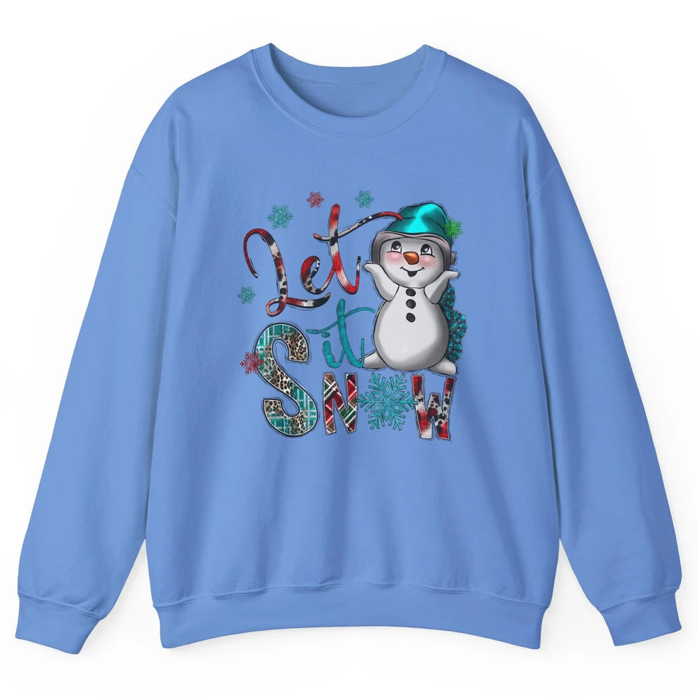 Leopard Snow Man Let It Snow Snowflakes Western Christmas Unisex Crewneck Sweatshirt