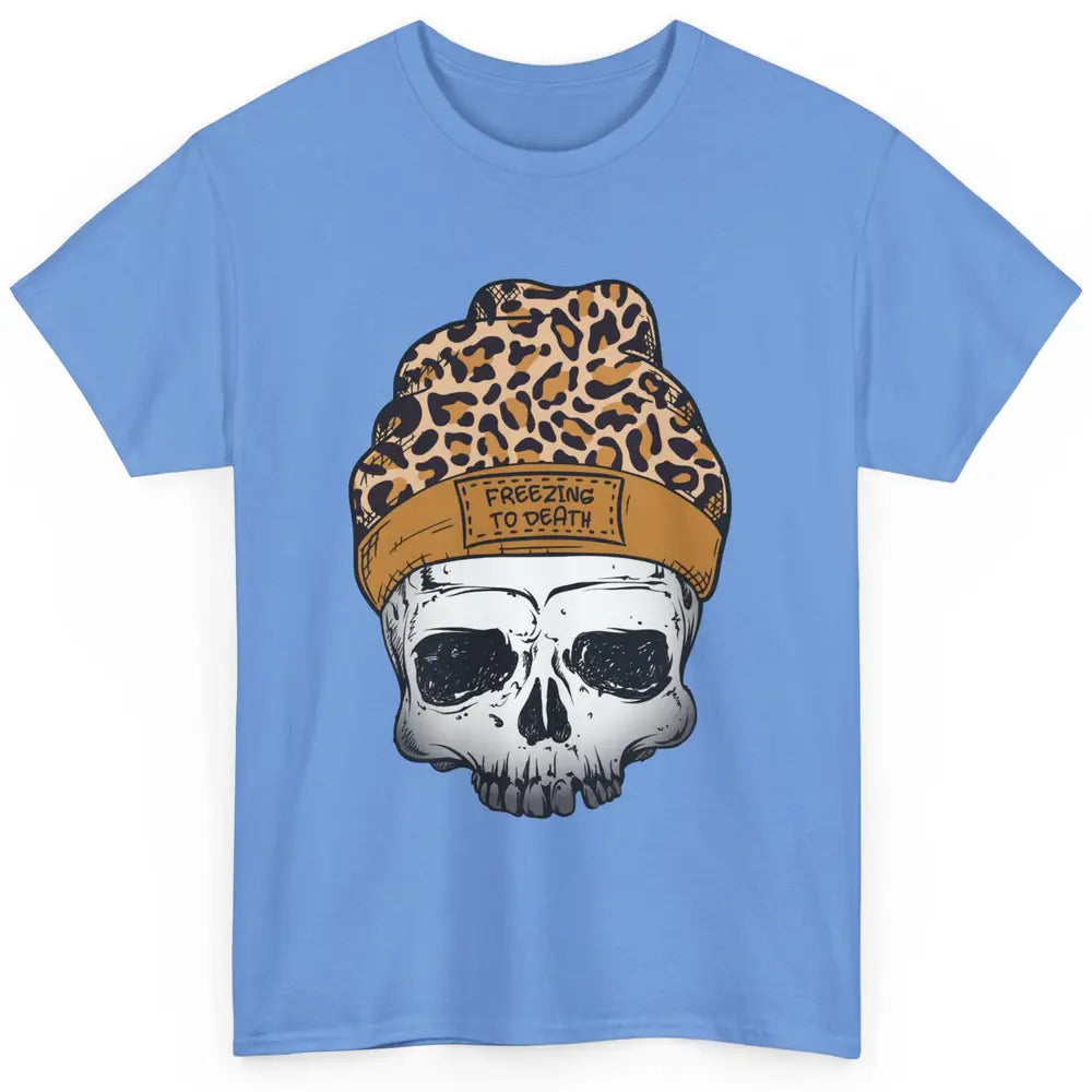 Leopard Skull Freezing To Death Snowflakes Christmas Winter Classic Unisex T-Shirt