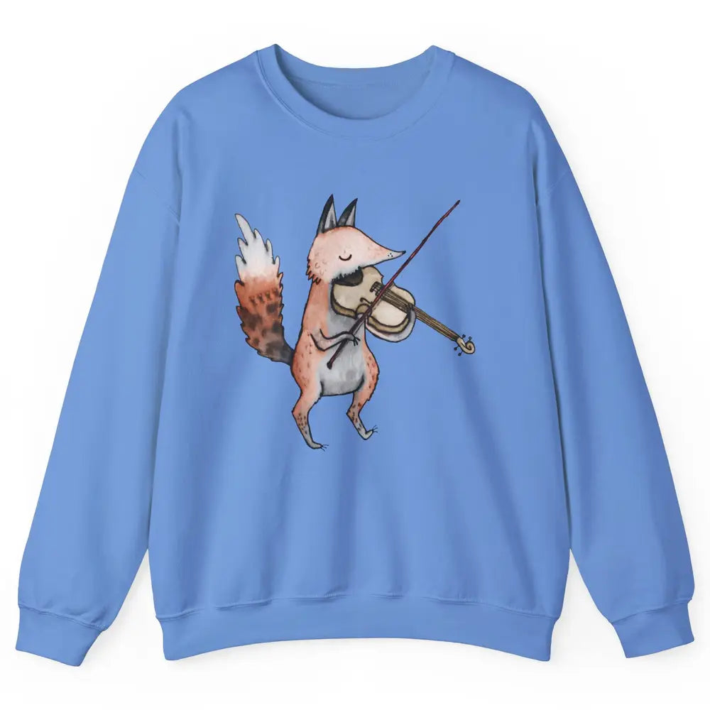 Vintage Fox Playing Violin Funny Violinist Musician Gift Unisex Crewneck Sweatshirt