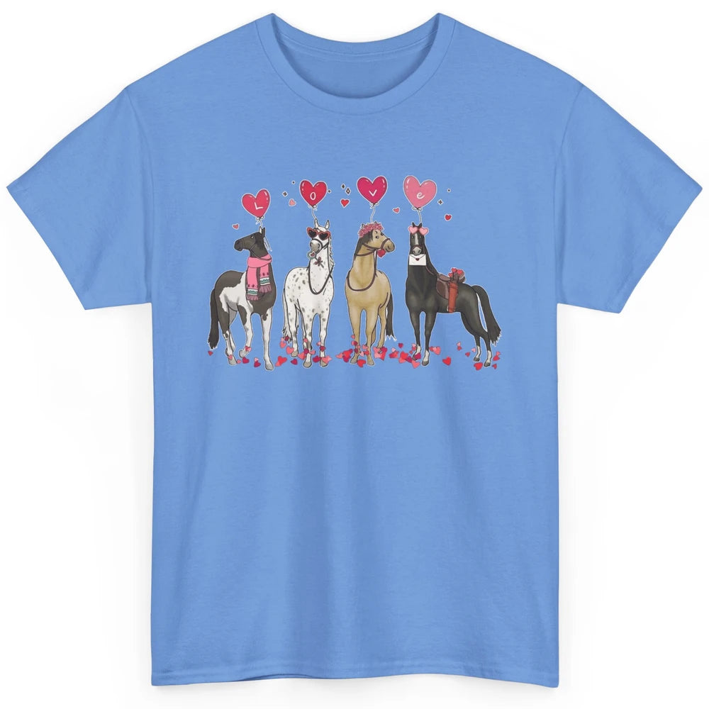 Cute Horse Valentine's Day Horses Cowgirl Rodeo Howdy Western Country Heart Love Balloon Classic Unisex T-Shirt