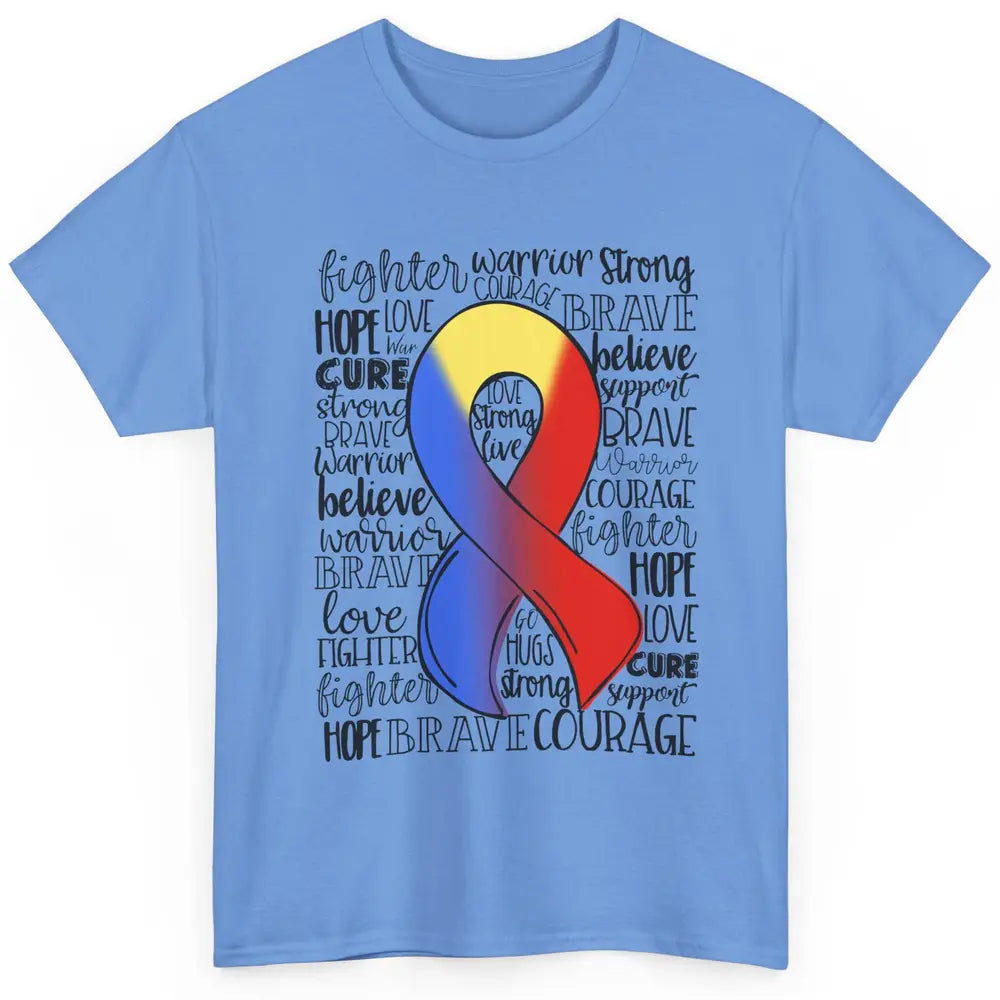 Thoracic Outlet Syndrome Awareness Blue Red Ribbon Hope Love Classic Unisex T-Shirt