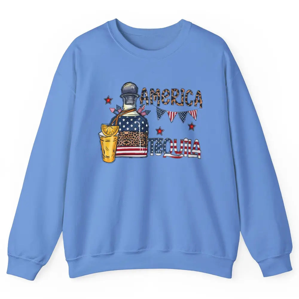 America Tequila Leopard Western Country 4th Of July Party Unisex Crewneck Sweatshirt