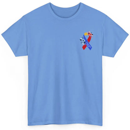 Thoracic Outlet Syndrome Awareness Floral Blue Red Ribbon Classic Unisex T-Shirt