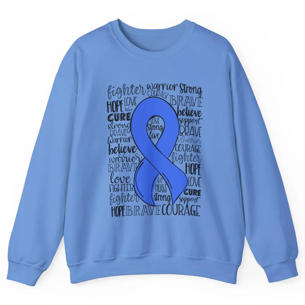 Syringomyelia Awareness Blue Ribbon Hope Love Cure Unisex Crewneck Sweatshirt