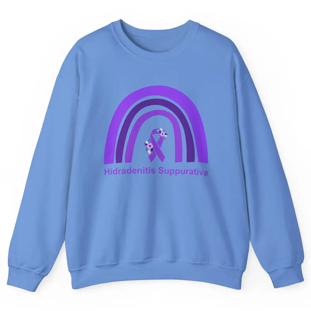 Small Fiber Neuropathy Awareness Floral Purple Rainbow Unisex Crewneck Sweatshirt