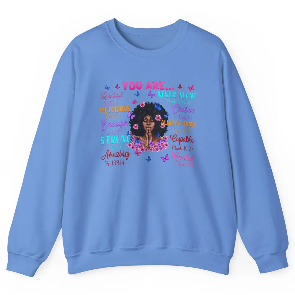 Afro Women Christian God Says I Am Bible Verse Religious Unisex Crewneck Sweatshirt