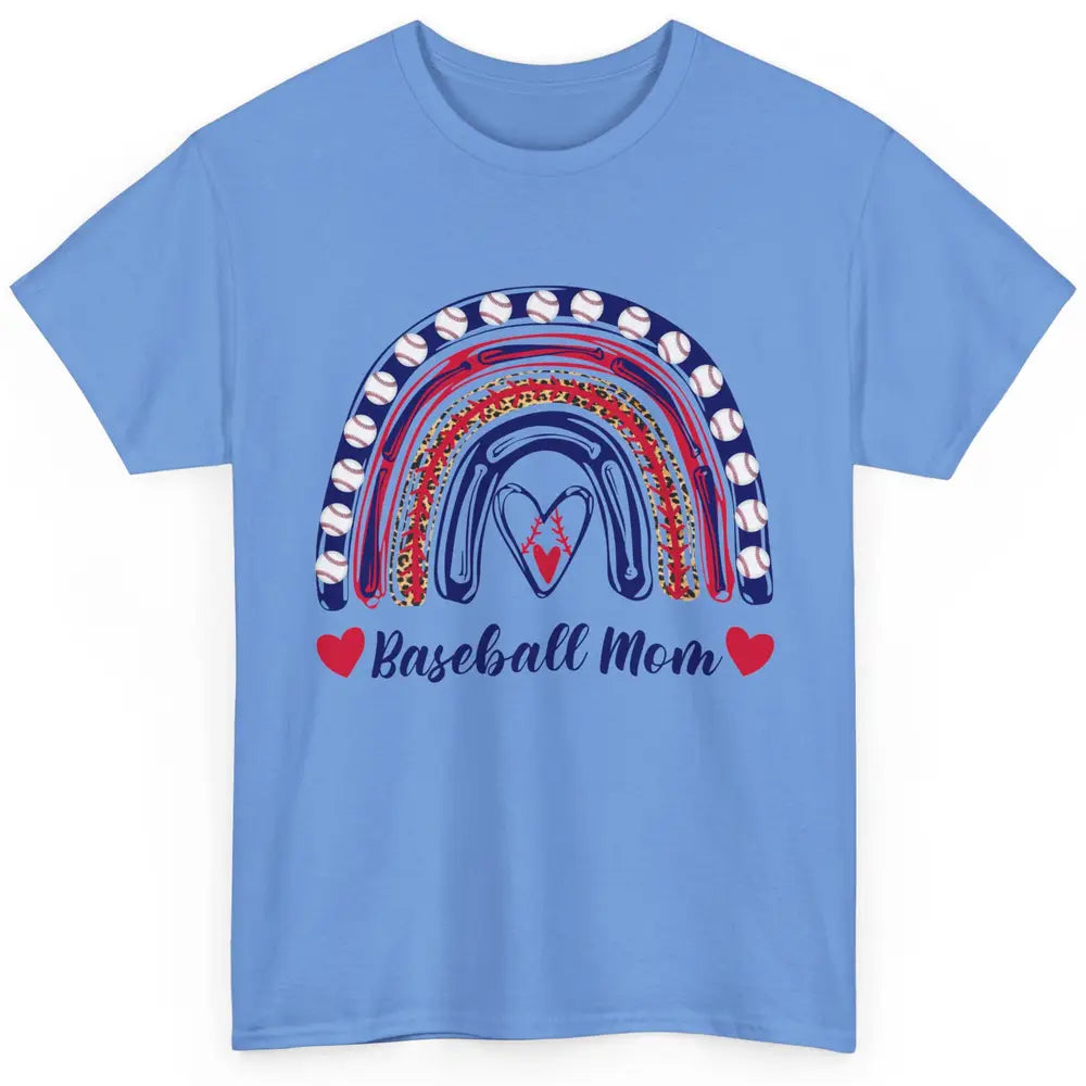 Baseball Mom Leopard Rainbow Proud Baseball Softball Players Classic Unisex T-Shirt