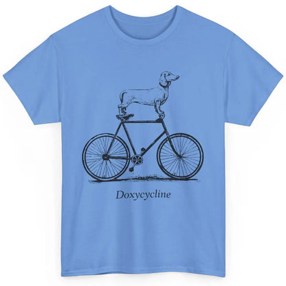 Dachshund On Bicycle Doxycycline Pun Veterinary Vet Tech Classic Unisex T-Shirt