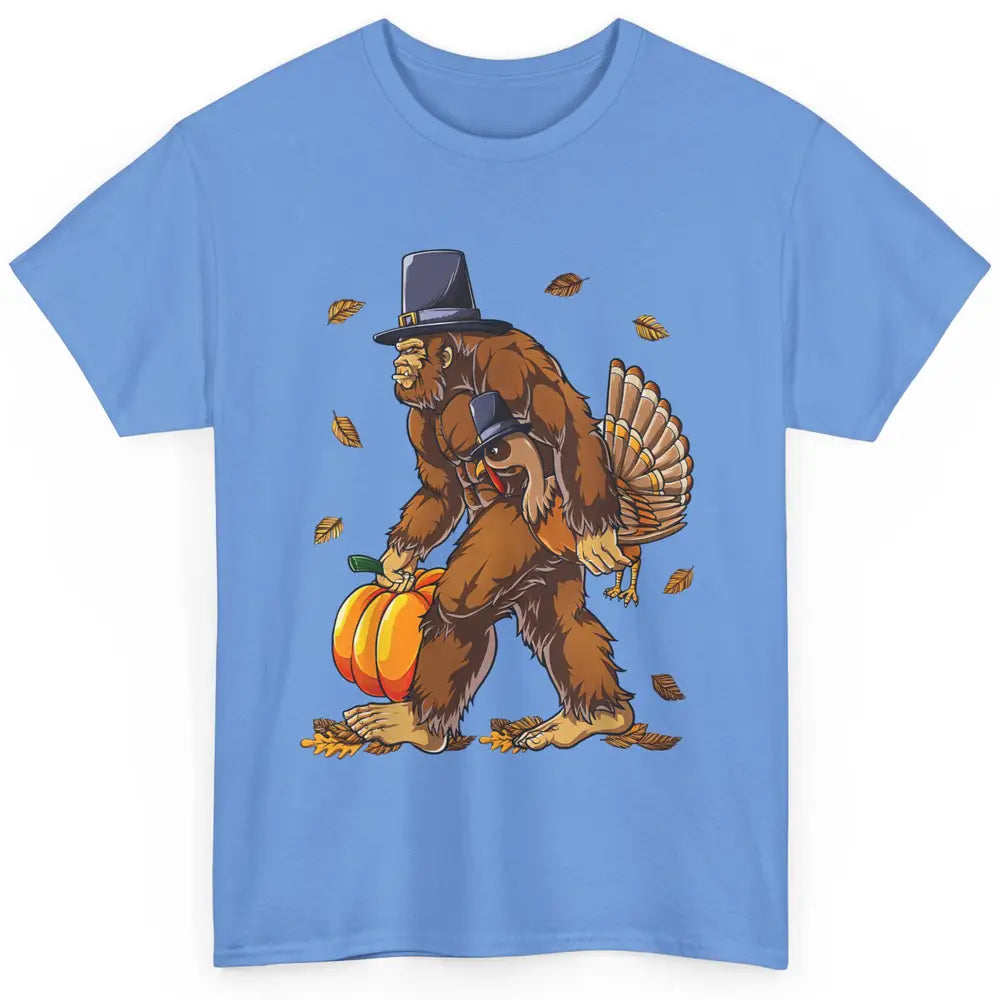 Bigfoot Pilgrim Hat Turkey Thanksgiving Funny Turkey Autumn Classic Unisex T-Shirt