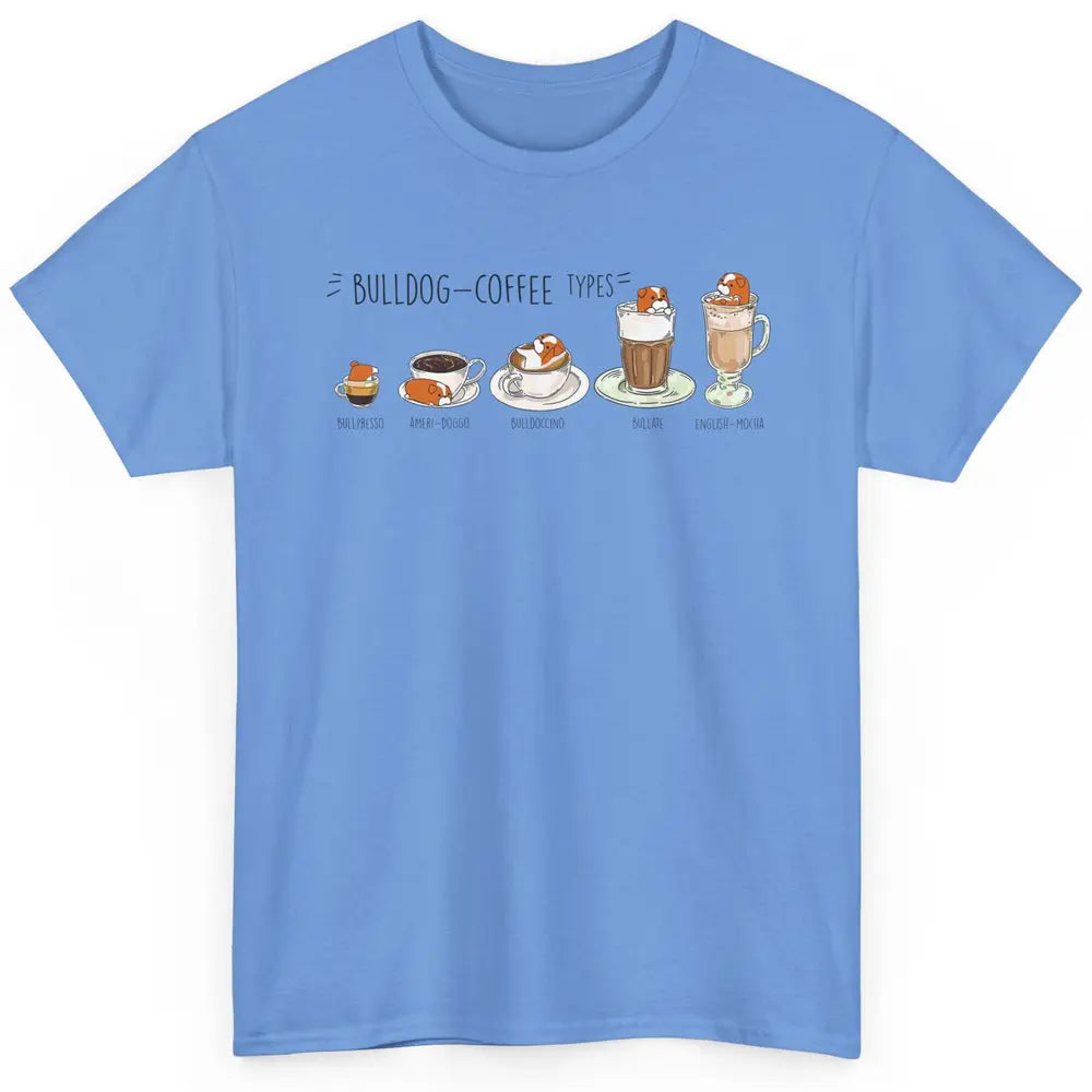 Funny Bulldog Coffee Types Parody Coffee French Bulldog Classic Unisex T-Shirt