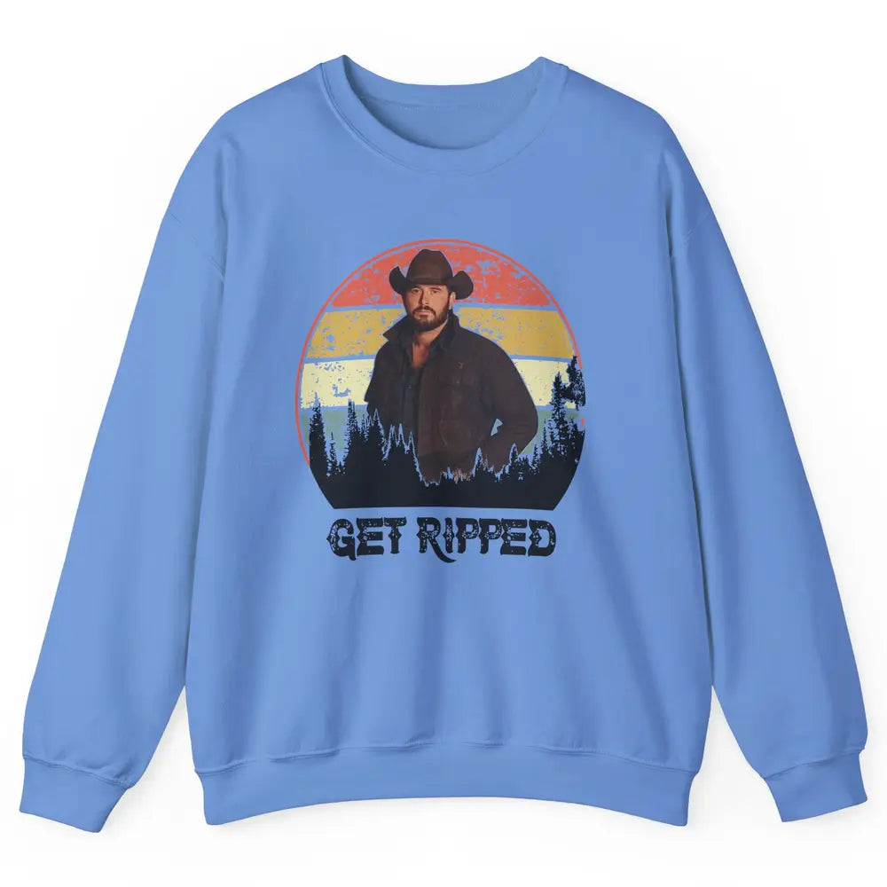 Vintage Cowboy Get Ripped Western Country Music Rodeo Dad Unisex Crewneck Sweatshirt