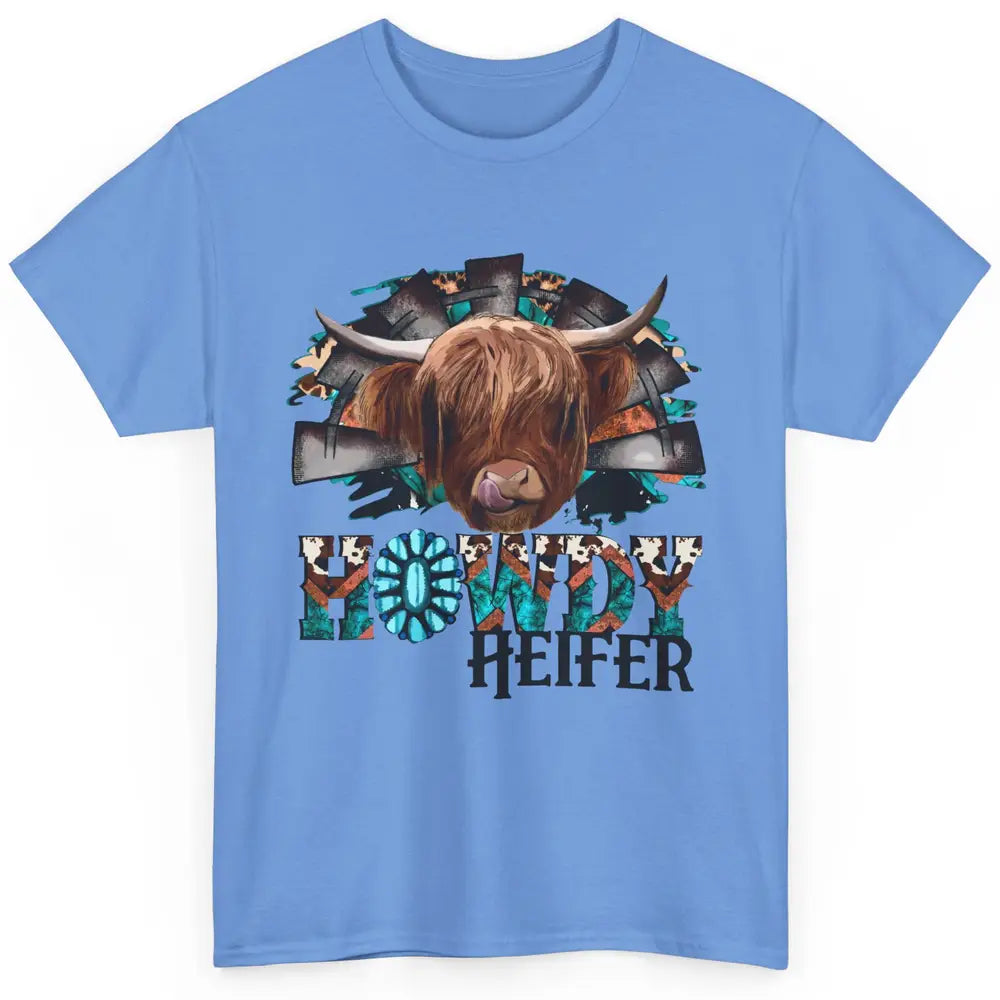 Leopard Highland Cow Howdy Heifer Western Country Cowboy Classic Unisex T-Shirt