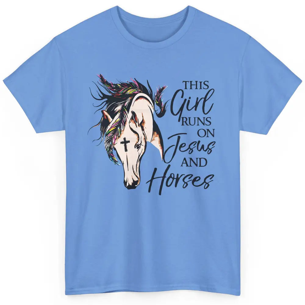 Christian This Girl Runs On Jesus And Horses Western Cowgirl Classic Unisex T-Shirt