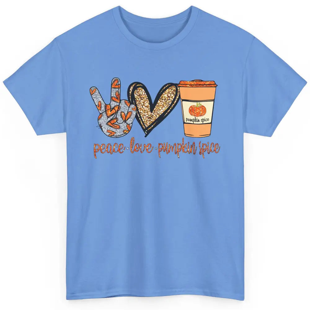 Peace Love Fall Pumpkin Spice Fall Halloween Thanksgiving Classic Unisex T-Shirt