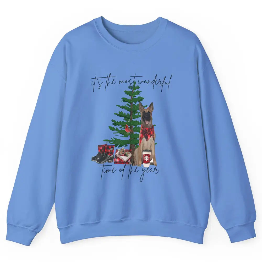 Belgian Malinois Christmas Tree Most Wonderful Time Of Year Unisex Crewneck Sweatshirt