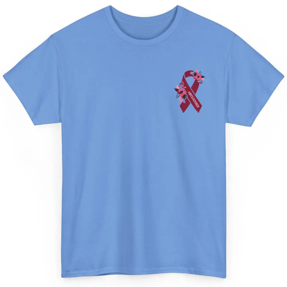 Amyloidosis Awareness Floral Burgundy Ribbon Rainbow Classic Unisex T-Shirt