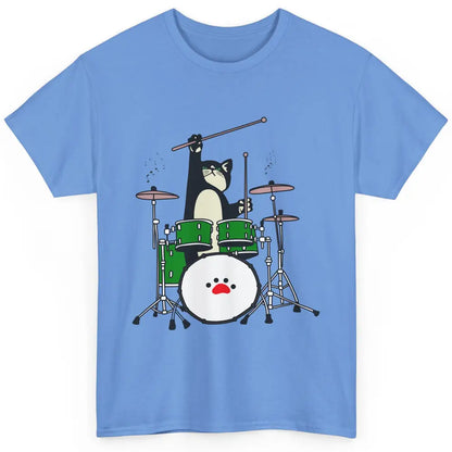 Funny Black Cat Playing Drum Drummer Kitten Musician Song Classic Unisex T-Shirt