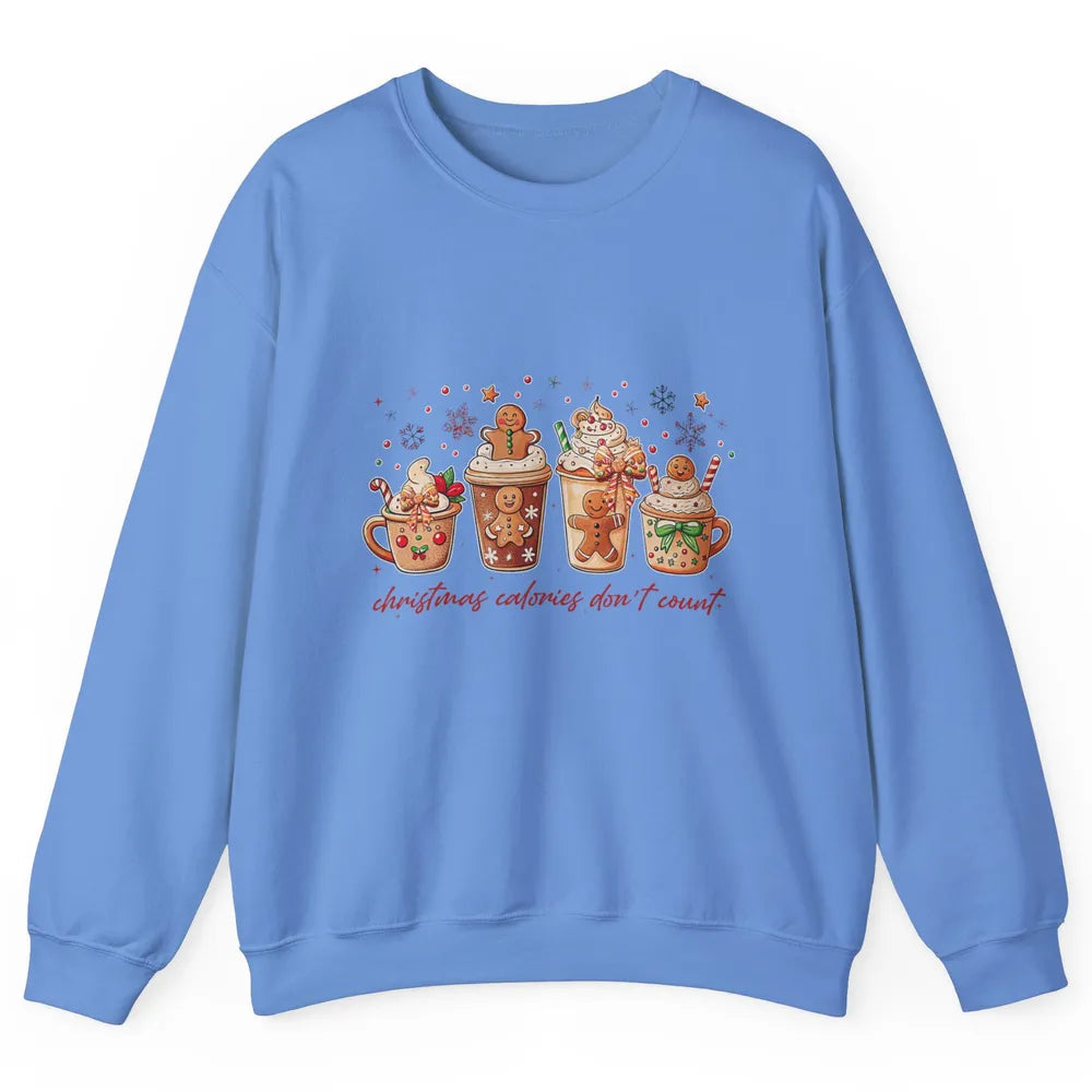 Christmas Calories Not Count Funny Gingerbread Coquette Coffee Xmas Unisex Crewneck Sweatshirt