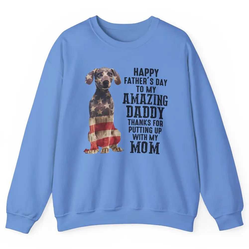 US Flag Weimaraner Dad Happy Fathers Day To My Amazing Daddy Unisex Crewneck Sweatshirt