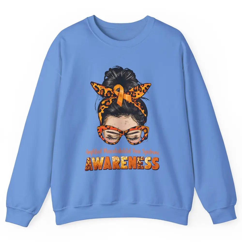 Amplified Musculoskeletal Pain Syndrome Orange Messy Bun Unisex Crewneck Sweatshirt