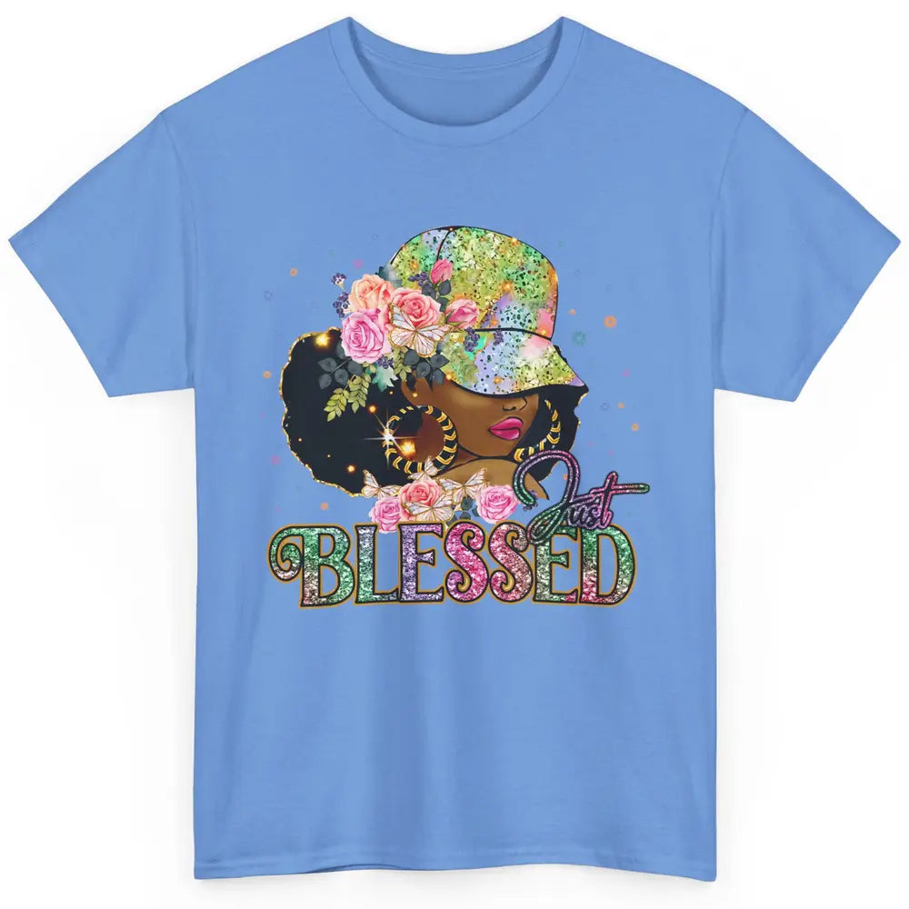 Floral Afro Black Girl Just Blessed Christian Afro American Classic Unisex T-Shirt