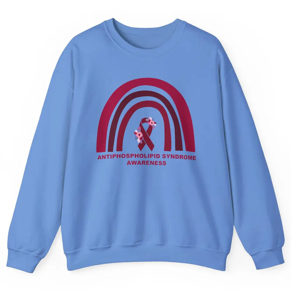 Antiphospholipid Syndrome Awareness APS Burgundy Rainbow Unisex Crewneck Sweatshirt